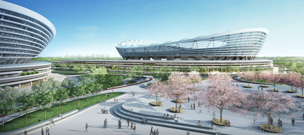 苏州工业园区体育中心膜结构工程，膜展开面积约35000平方米，已于2017年8月竣工